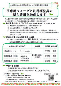 医療用ウィッグ等購入費助成金チラシ2024年12月表面