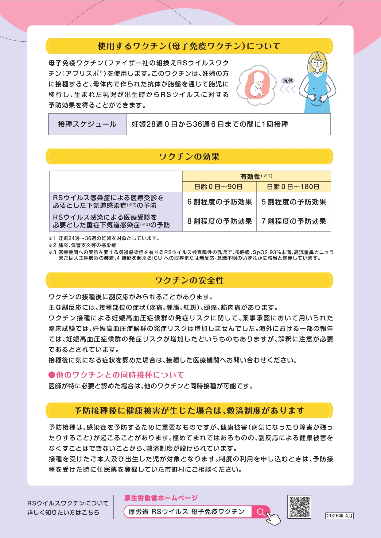 RSウイルス母子免疫ワクチンについての国のリーフレット2