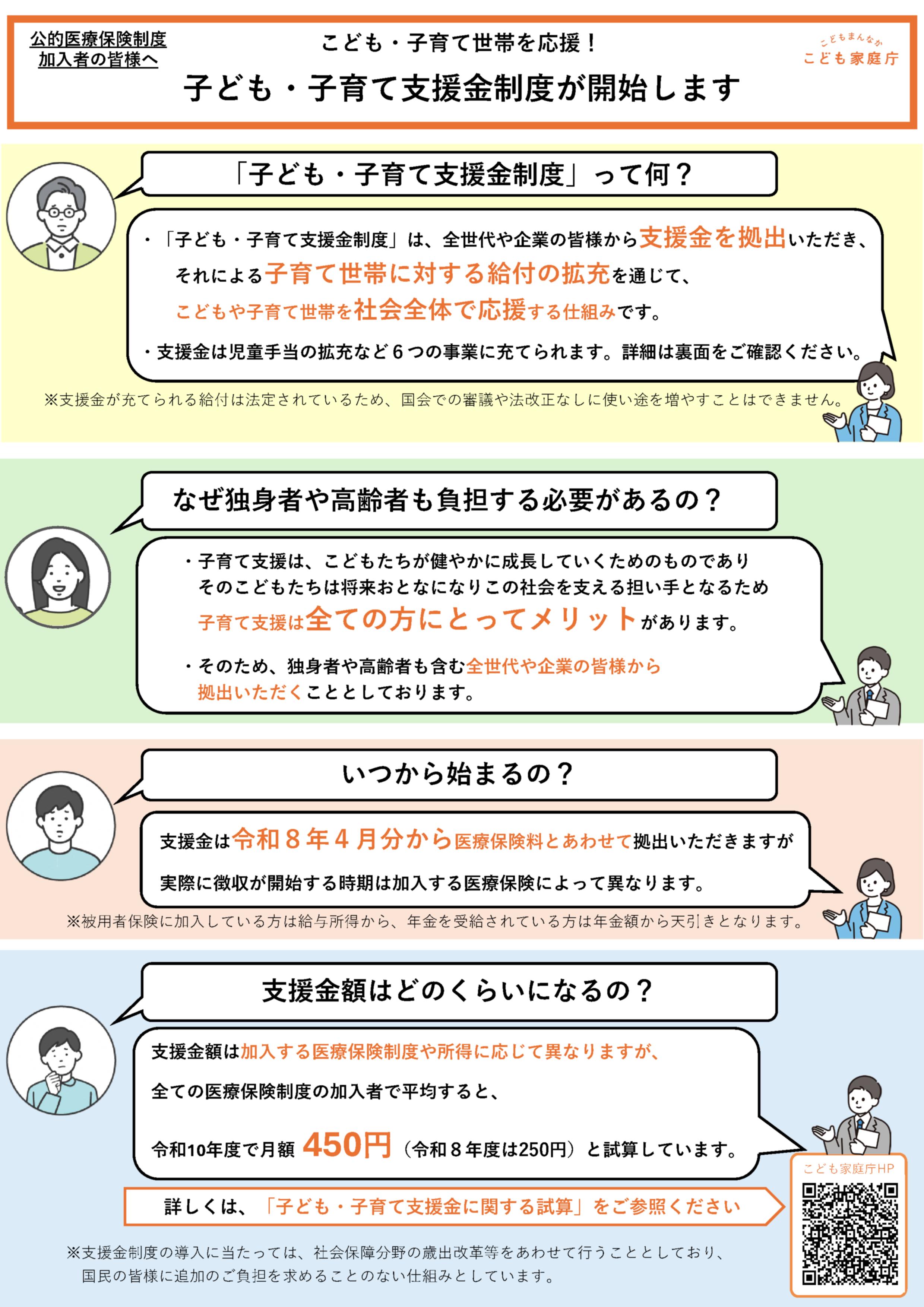 子ども・子育て支援金の概要について書かれたリーフレット